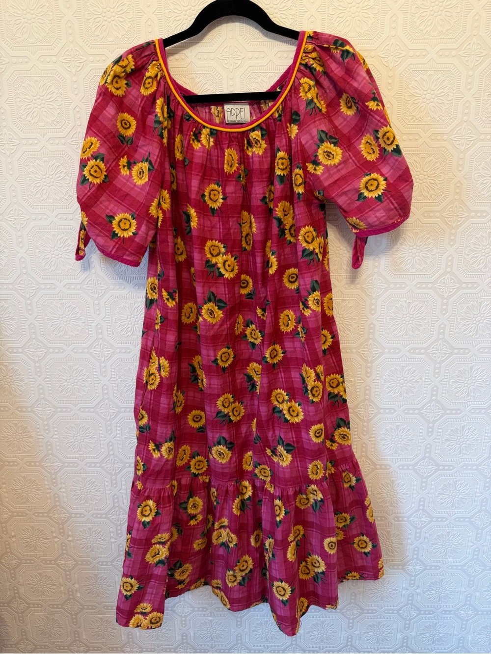 Vintage Women’s Appel Leisure Wear Pink Sunflower Cotton Dress Size M